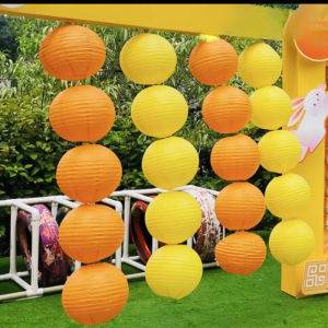 Diameter 15cm Paper Lanterns Yellow Orange Chinese Paper Lantern Lampion for Wedding Christmas Party Home Decorations Supplies