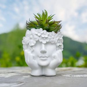1 Piece of Creative Female Face Flower Pots Flower Girl Flower Pots Resin Modern Flower Pots for Garden Home Living Room Decoration Desktop Art Sculptures Indoor and Outdoor Halloween and Christmas Decorations Character Statue Decoration Gifts for...