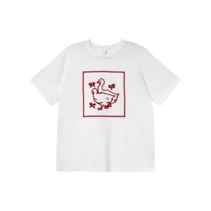 NIHAOKANONG | Áo Thun Cotton Thêu Vịt Màu Sắc Ban Đầu
