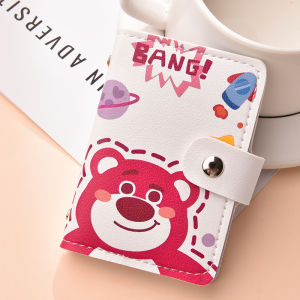 กระเป๋าใส่บัตรลายสต็อปเมอร์สตรอเบอร์รี่น่ารัก กระเป๋าใส่บัตรแบบบางพิเศษสำหรับผู้หญิง ความจุขนาดใหญ่ หลายช่อง ป้องกันแม่เหล็ก กระเป๋าใส่บัตรแบบพกพา