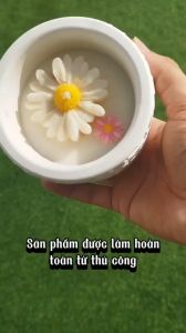 Nến Thơm Hoa Cúc Tối Giản Cháy Lâu Mùi Dễ Chịu Lan Tỏa Khắp Phòng (Tặng Kèm Diêm Và Đế Lót Của Shop)