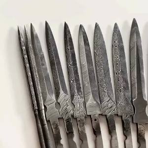 Damascus Steel Tea Knife Blank Tea Sword Blank & Tea Shovel Blank - Large Straight Blade Blanks for DIY Crafting