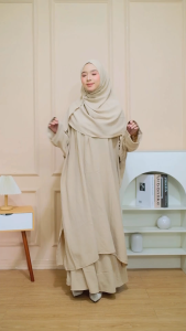 One Set Abaya Azzhra Tunik Syari -Tunik Jumbo + Rok + Pashmina Oval