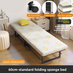 Thickened Sponge Folding Bed Single Person Hotel Office Nap Small Bed Home Use Reinforced Simple Bed Hospital Companion Bed