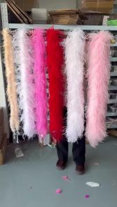 2M Purple White Ostrich Feathers Boa 3-20Ply Thick Natural Feather Shawl for Wedding Clothing Decoration Sewing Plumes Crafts