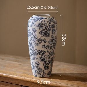 Bình Hoa Gốm Sứ Màu Xanh Cổ Điển Phong Cách Trung Hoa Mới Bình Hoa Thủy Canh Trang Trí Phòng Khách Trang Trí Nhà Máy Bình Hoa