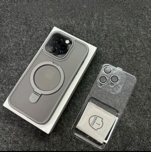 Ốp Lưng Kim Loại Mờ Có Giá Đỡ Vòng Tròn Từ Tính Tương Thích Với Magsafe iPhone Dành Cho Các Mẫu 11 Pro Max 12 13 14 Plus - Bao Gồm Miếng Bảo Vệ Ống Kính Nắp Bảo Vệ Mac Safe