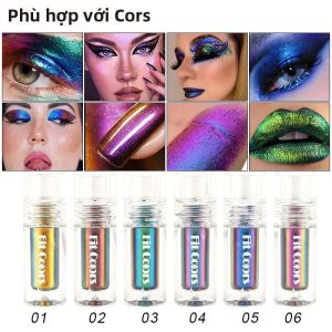 6 Màu Sắc Kim Loại Sáng Bóng Chất Lỏng Phấn Mắt Bóng Mặt Lipgloss Tắc Kè Hoa Quang Học Sắc Tố Lâu Dài Chống Thấm Nước Dễ Mặc
