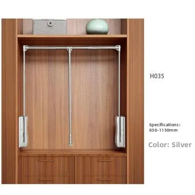 ZHENTAIYUAN | Retractable Auto-Resetting Dual Buffer Elevator Wardrobe Rod