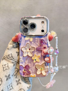 Colorful Diamond Painting Style Flower Phone Case for iPhone 17 pro Max Apple 16 pro Beautiful 15 Korean System 16 Full Lens Protection 14 Premium Feel 13 Artistic Air Protection Cover