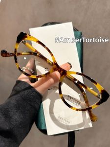 Schever | Near Vision Small Face Design Cat Eye Glasses Amber Horn Pattern