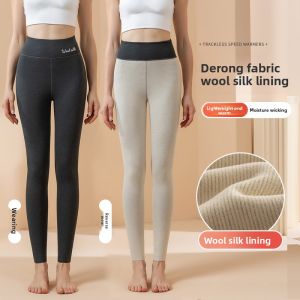 Thickened High Waist Autumn Pants Womens Inner Wear Winter Warm Cotton Wool Silk Velvet Dervo Pants plus Size Base Layer Pants