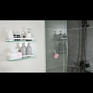 Tempered Glass Wall-Mounted Bathroom Shelf Thickened 3C Glass for Bathroom & Vanity