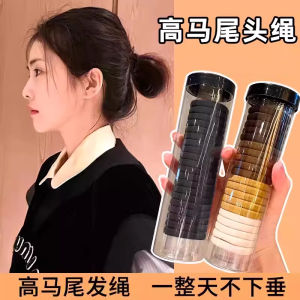 New 2023 High Elasticity Durability Hair Ties for Women Black Leather Cover Elastic Hair Bands French Style Fashion Accessories