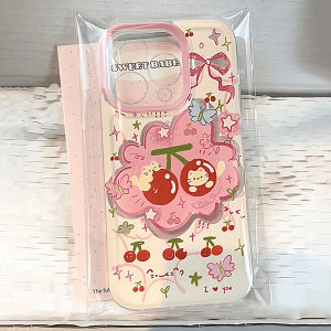 Full Cover Cherry Cat Phone Case for Redmi Turbo4Pro/3 Note15Pro/14/13Pro Anti-Fall Protection Silicone Cartoon Simple Design