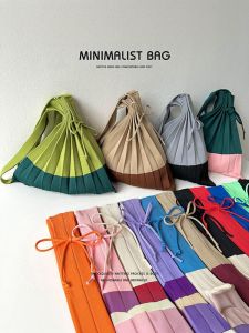 Fashionable Large Capacity Urban Minimalist Foldable Knit Bag with Embroidery Simple Shoulder Tote for Daily Matching