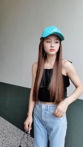 Hat wig long hair fashion long straight hair Wig hat Baseball cap hat