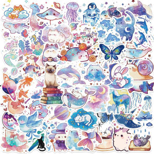 53PCS Cute Starry Sky Watercolor Creatures Graffiti Stickers DIY Phone Case Notebook Guitar Water Bottle Decals Kids Toys Gift