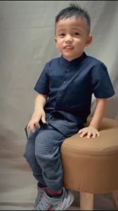 Baju Koko Kemko Anak Navy Lengan Pendek Sigaret