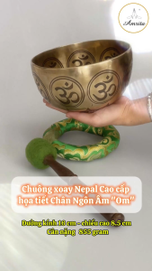 [Amrita]Chuông Xoay Nepal Cao Cấp Họa Tiết Chân Ngôn "Om" - CXNP10