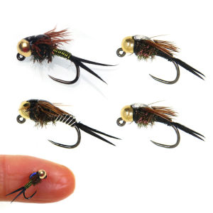 4pcs #14 #16 Barbless Tungsten Bead Head Jig Copper John Fly Fast Sink Wet Euro Perdigon Nymph Fly Trout Grayling Fishing Lures