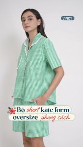 [Mua 3 giảm 20% mua 2 giảm 15%]Bộ pijama short chất kate có phối ren họa tiết màu sắc cho Noel BSK010W41