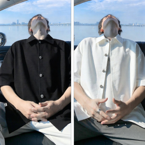 izzue | Black Cooling Silk Short Sleeve Shirt
