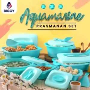 TEMPAT WADAH MAKAN PRASMANAN AQUAMARINE SERVING SET 16 PCS FREE PACKING BUBBLE VD
