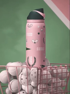 Owala FreeSip Tennis Print 32oz Sports Themed Insulated Hydration Bottle Large Size For Tennis Players Gym Outdoor Workout All Day Use