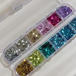 12Grids 3D Round Dot Nail Glitter Sequins Mini Polka Dots Nails Flakes Holographic Paillettes for Manicure Decorations Accessory