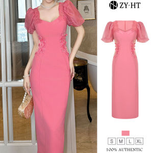 Zyht của phụ nữ ăn mặc váy màu hồng Đầm ôm váy thêu Đầm công sở lxury Dresses ĐẦM CƯỚI attendance Dresses VÁY DỰ TIỆC váy dạ hội