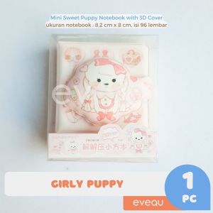 My Sweet Puppy Mini Notebook 3D Cover Magnetic Lock 96 Lembar Buku Catatan Diary Kecil Sampul Timbul