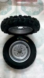 Cặp bánh xe 400-12 gai máy cày lốp 8pr tim ốc lazang 7x10 bao gồm 1 lốp1 săm1 lazang.tim lỗ mâm vuông 7cm.chéo 10cm