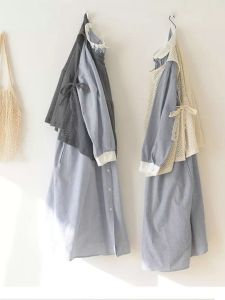 Váy Sơ Mi Kẻ Sọc Phong Cách Pháp NATULAN Cổ Polo Dáng Rộng Mùa Xuân Thu Bằng Vải Cotton Dài Tay Quần Áo Làm Việc Cho Nữ