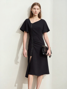 AMII | New Asymmetric V-neck Commute Spliced Dress