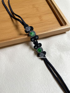 Chinese Style Imitation Jade Buckle Vintage Cheongsam Button Hand Sewing Crystal Beads Decorative Buttons Clothing Long Tail a Pair of Buckles Accessories