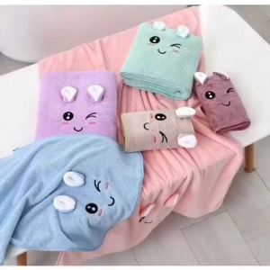 Handuk Bayi Lembut Microfiber / Handuk Anak Premium Berkarakter 60 x 120cm / WARNA RANDOM