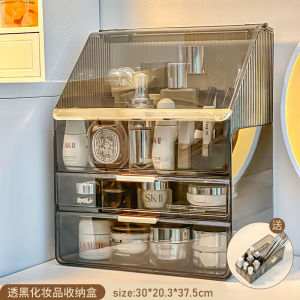 กล่องเก็บเครื่องสำอางแบบใสความจุขนาดใหญ่ ดีไซน์เรียบง่าย สไตล์หรูหรา แบบตู้ดึง ชั้นวางของสำหรับเก็บของบนโต๊ะ