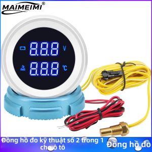 RYSJM | Đồng Hồ Đo Mức Nhiên Liệu Kỹ Thuật Số 2 Trong 1 52mm Đồng Hồ Đo Điện Áp/nhiệt Độ Nước/áp Suất Dầu Cho Xe Hơi Đồng Hồ Đo Mức Nhiên Liệu Đồng Hồ Đo Điện Áp