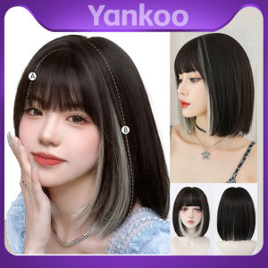 Korean Style Natural-Look Clavicle Bob Wig for Women - Ear-Length Dyed Short Full