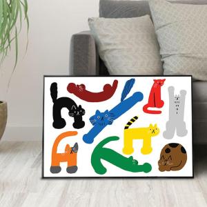 BOJIAJIAJU | Cat Illustration Childrens Room Decorative Painting