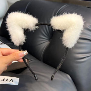 Original Design Face Wash Hair Bands Real Mink Hair Cat Ears Internet Celebrity Female Anchor Headband Stuffed Headdress Makeup Hairpin