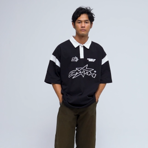 House of Smith Polo Shirt Oversize - Stardaze Oversized Polo Shirt Black - Kaos Polo Oversize Pria