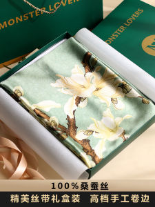 Large Kerchief% Silk Scarf Mothers Orchid Scarf Shawl Mulberry Silk Gift Box Gift for Mother-in-Law