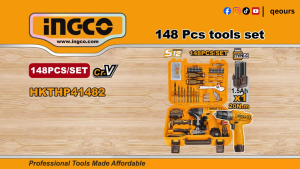 INGCO 12V 20NM CORDLESS DRILL SET | 148PCS TOOLS | HKTHP41482