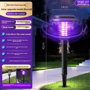 MONLEYTA | Solar Powered Electric Shock Mosquito Lamp Outdoor Garden Lawn Pest Control Fly Killer Bug Zapper Waterproof Insect Repellent