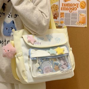 Large Capacity Tutoring Student Backpack Casual Simple Style Color Block Design Daily Use Multi-Functional Handbag