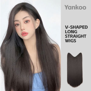New V-shaped Long Straight Wigs (50cm/60cm) Clip-in Thick Soft Hair Extensions for Added Volume