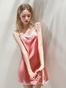 XEXZ | ชุดนอนผ้าไหมคอตตอนแขนกุดสไตล์ฝรั่งเศส กระโปรงสั้น ปิดด้วยซิป ฤดูร้อน 2025 เสื้อผ้าสำหรับใส่อยู่บ้าน เสื้อผ้าผู้ใหญ่