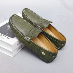 Casual Driving Shoes Mens Bean Bean Slip-On Soft Bottom Leisure Business Style Rubber Outsole Mixed Material Upgraded Version